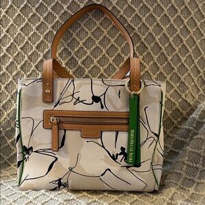 Frances Valentine beige floral tote bag